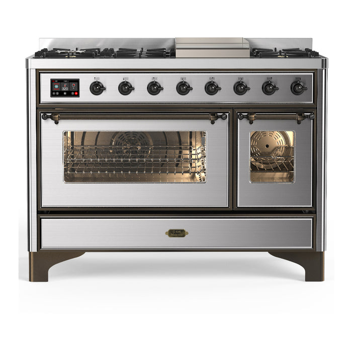 ILVE UM48F Majestic III 48 inch Dual Fuel Range with 8 Burners, Griddle  (UM48FNR3)
