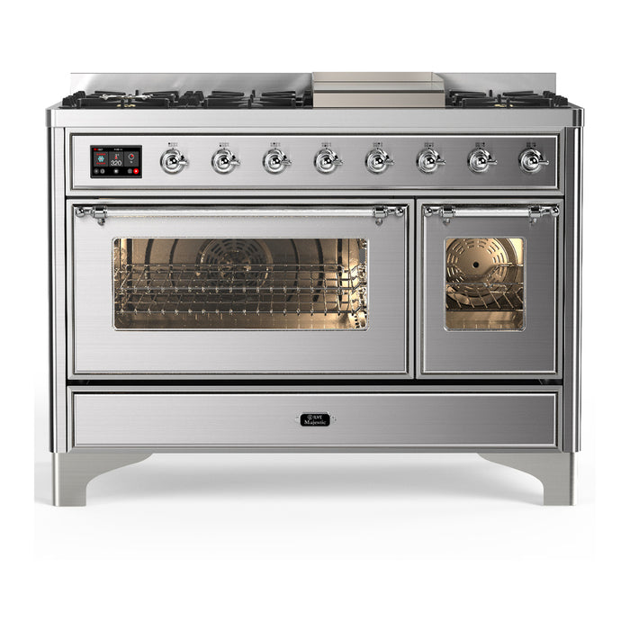 ILVE UM48F Majestic III 48 inch Dual Fuel Range with 8 Burners, Griddle  (UM48FNR3)