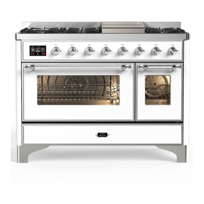 ILVE UM48F Majestic III 48 inch Dual Fuel Range with 8 Burners, Griddle  (UM48FNR3)