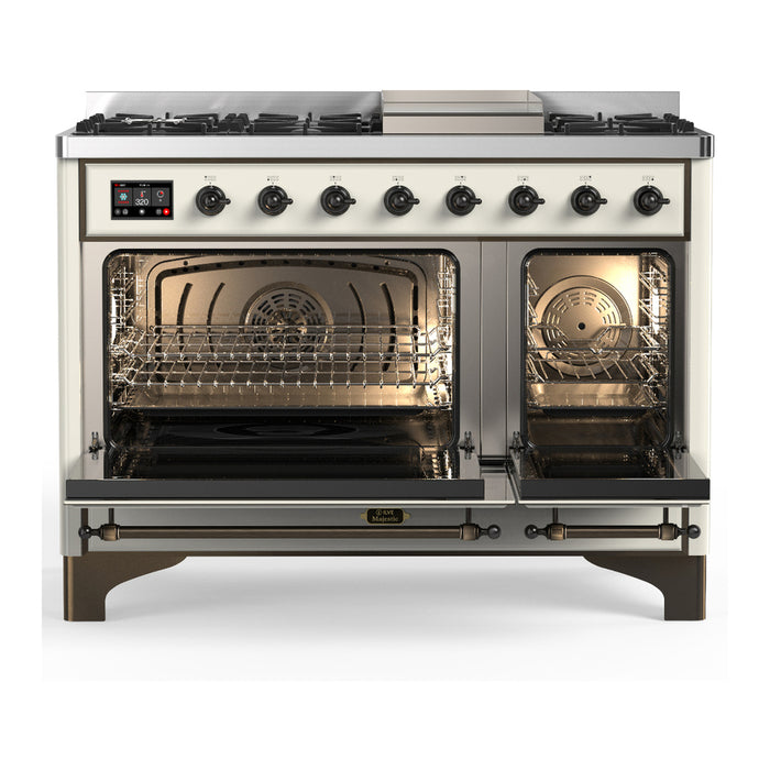 ILVE UM48F Majestic III 48 inch Dual Fuel Range with 8 Burners, Griddle (UM48FQNR3)