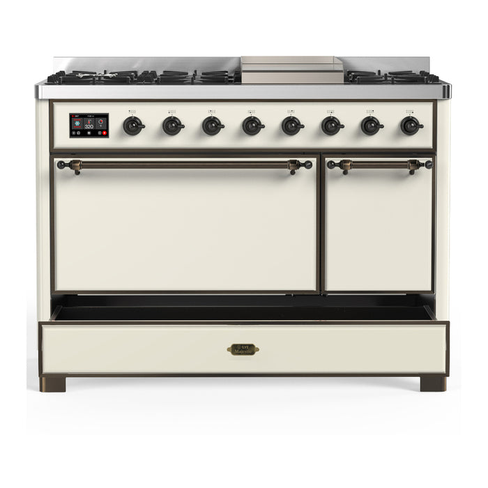 ILVE UM48F Majestic III 48 inch Dual Fuel Range with 8 Burners, Griddle (UM48FQNR3)