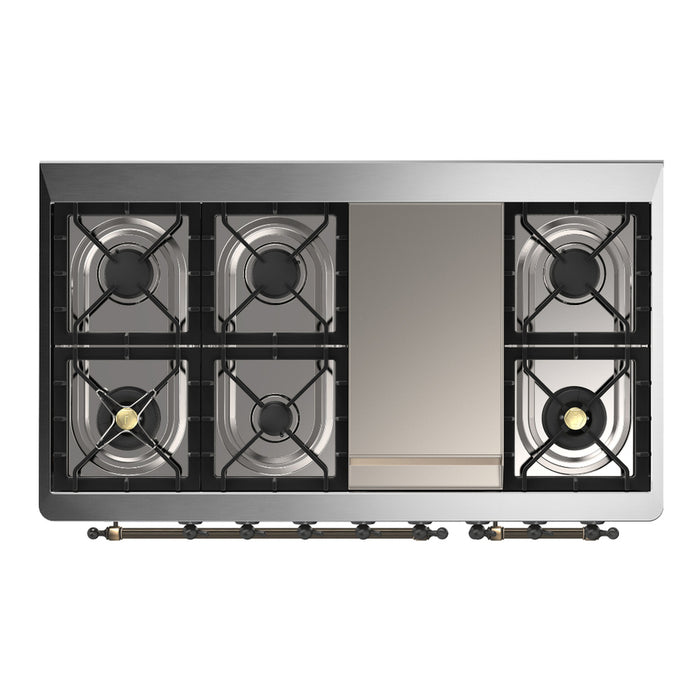 ILVE UM48F Majestic III 48 inch Dual Fuel Range with 8 Burners, Griddle (UM48FQNR3)