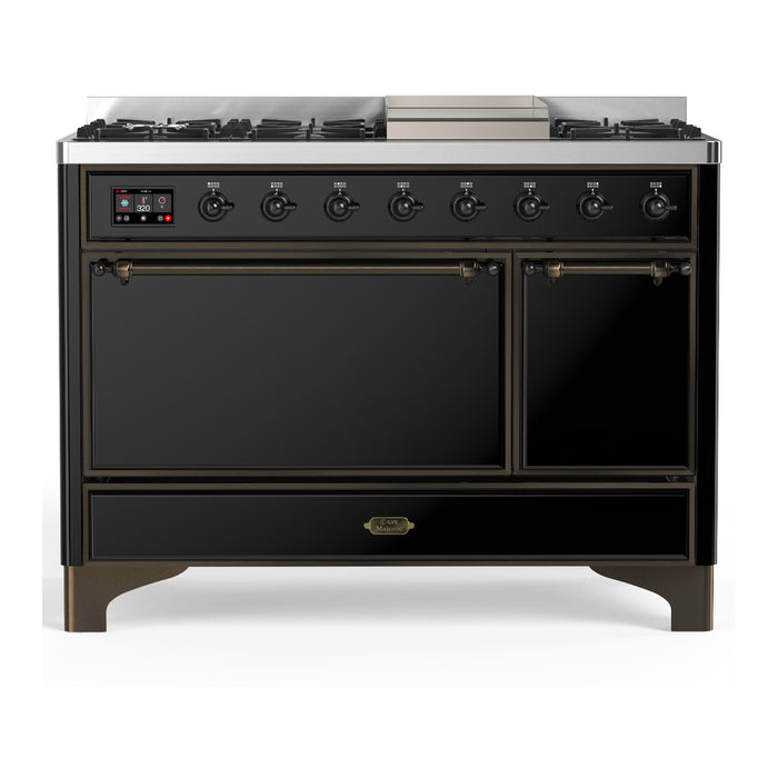 ILVE UM48F Majestic III 48 inch Dual Fuel Range with 8 Burners, Griddle (UM48FQNR3)