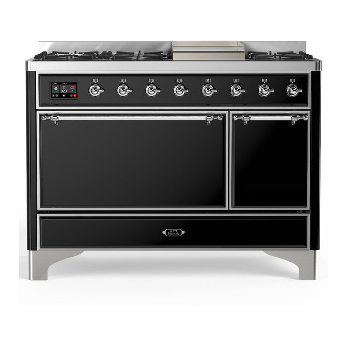 ILVE UM48F Majestic III 48 inch Dual Fuel Range with 8 Burners, Griddle (UM48FQNR3)