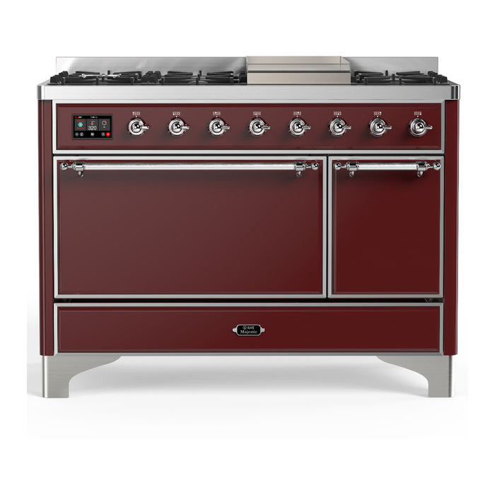 ILVE UM48F Majestic III 48 inch Dual Fuel Range with 8 Burners, Griddle (UM48FQNR3)