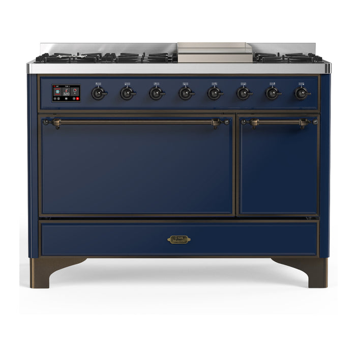 ILVE UM48F Majestic III 48 inch Dual Fuel Range with 8 Burners, Griddle (UM48FQNR3)