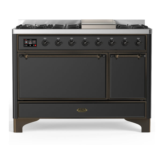 ILVE UM48F Majestic III 48 inch Dual Fuel Range with 8 Burners, Griddle (UM48FQNR3)