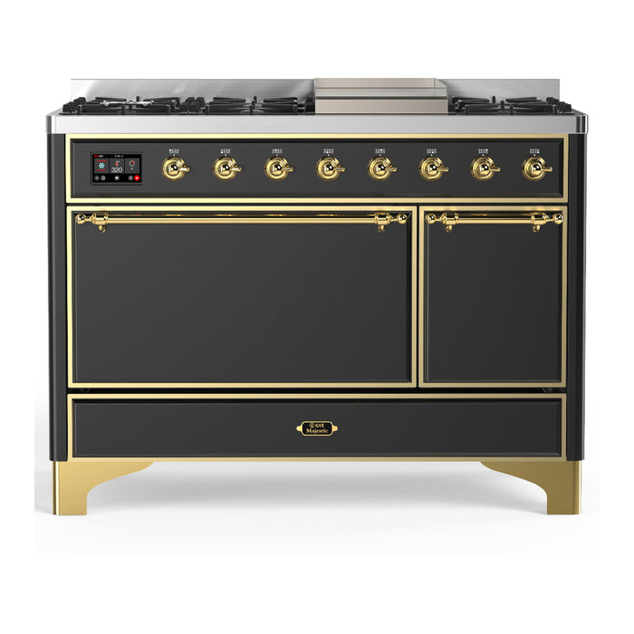 ILVE UM48F Majestic III 48 inch Dual Fuel Range with 8 Burners, Griddle (UM48FQNR3)