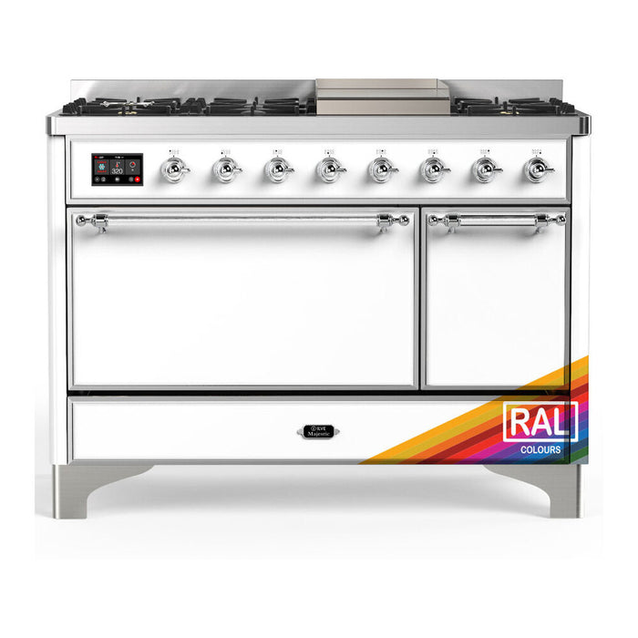 ILVE UM48F Majestic III 48 inch Dual Fuel Range with 8 Burners, Griddle (UM48FQNR3)