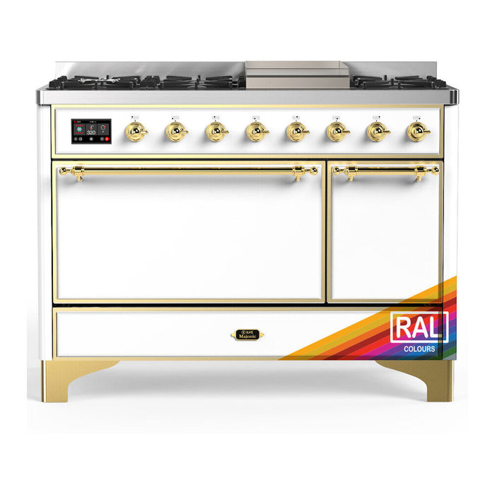 ILVE UM48F Majestic III 48 inch Dual Fuel Range with 8 Burners, Griddle (UM48FQNR3)