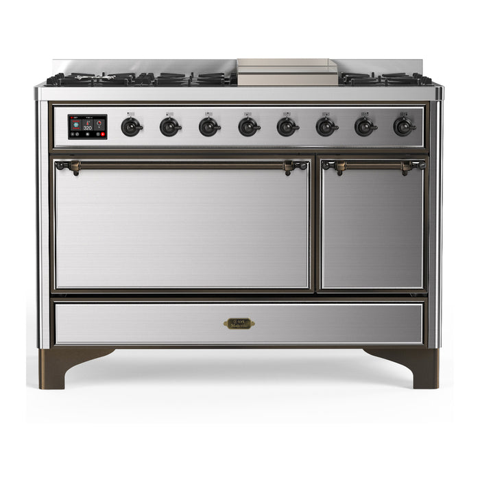 ILVE UM48F Majestic III 48 inch Dual Fuel Range with 8 Burners, Griddle (UM48FQNR3)