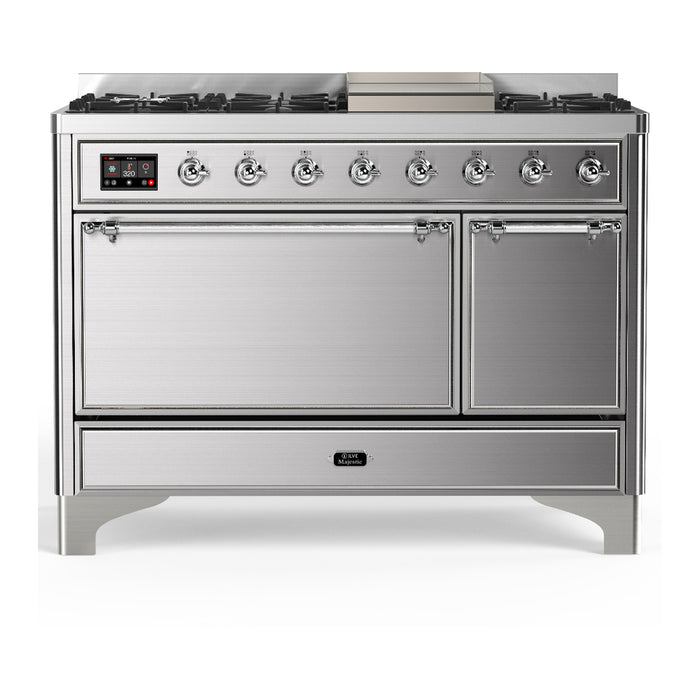 ILVE UM48F Majestic III 48 inch Dual Fuel Range with 8 Burners, Griddle (UM48FQNR3)