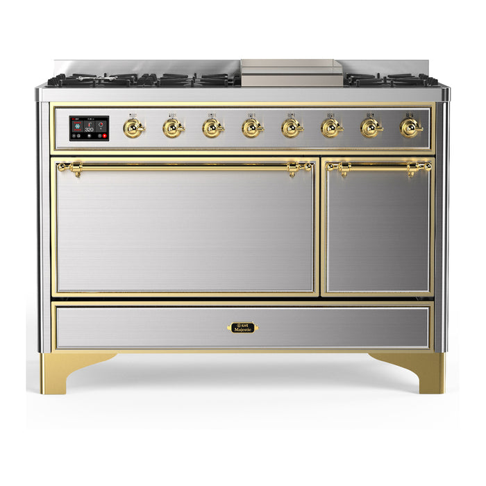 ILVE UM48F Majestic III 48 inch Dual Fuel Range with 8 Burners, Griddle (UM48FQNR3)