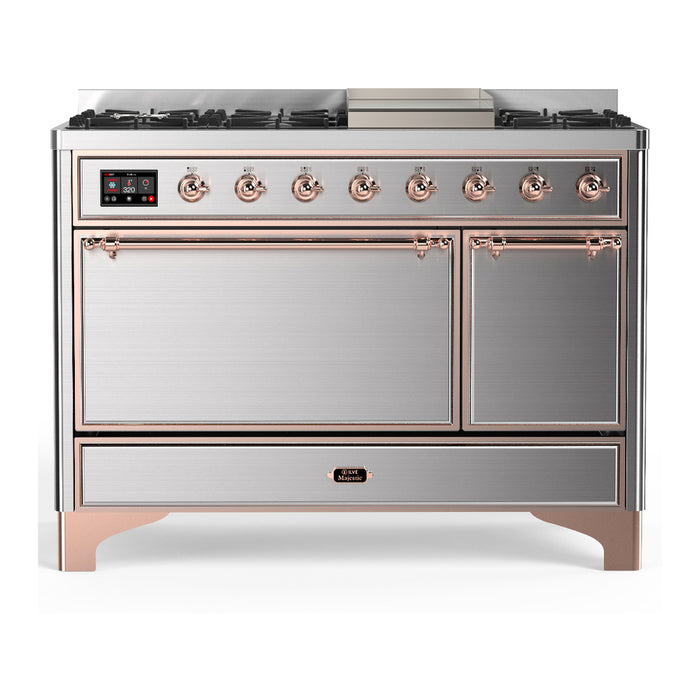ILVE UM48F Majestic III 48 inch Dual Fuel Range with 8 Burners, Griddle (UM48FQNR3)