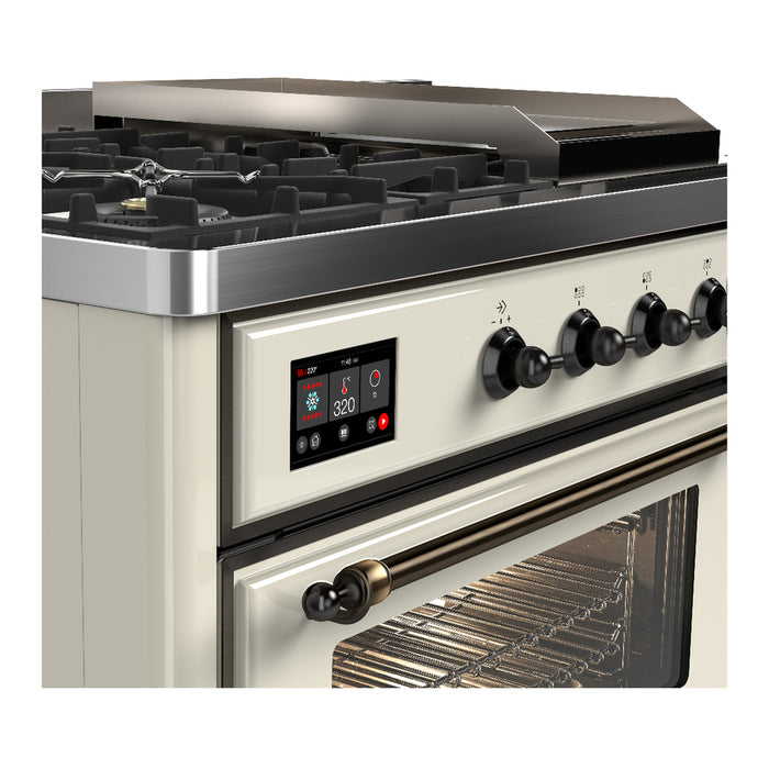 ILVE UM48FS Majestic III 48 inch Dual Fuel Range with 5 Black Brass Burners, Griddle and French Top (UM48FSNR3)