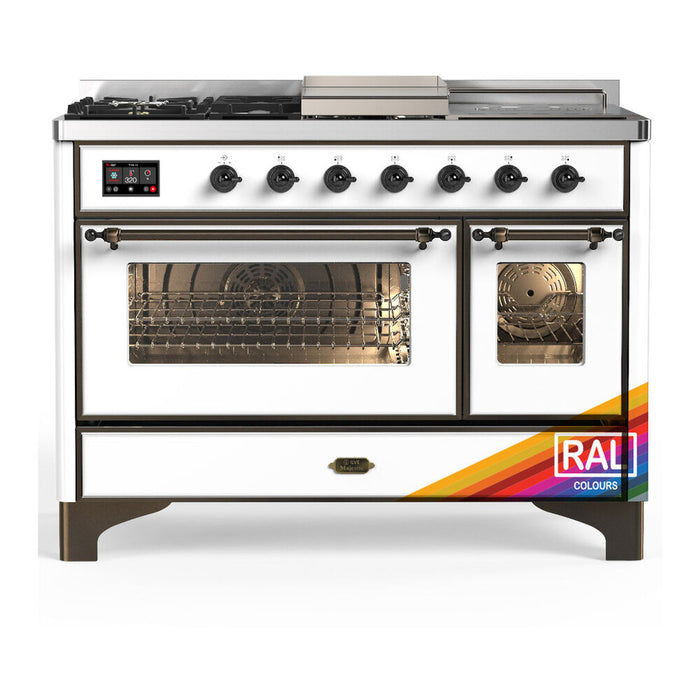ILVE UM48FS Majestic III 48 inch Dual Fuel Range with 5 Black Brass Burners, Griddle and French Top (UM48FSNR3)