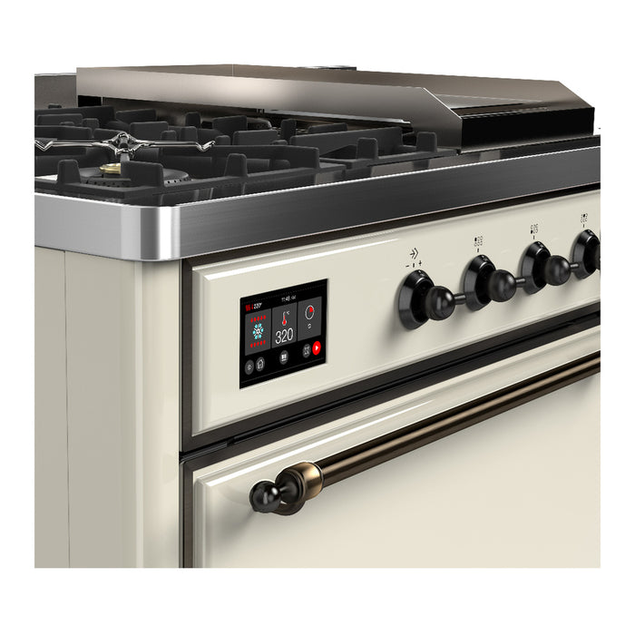 ILVE UM48FS Majestic III 48 inch Dual Fuel Range with 5 Black Brass Burners, Griddle and French Top (UM48FSQNR3)