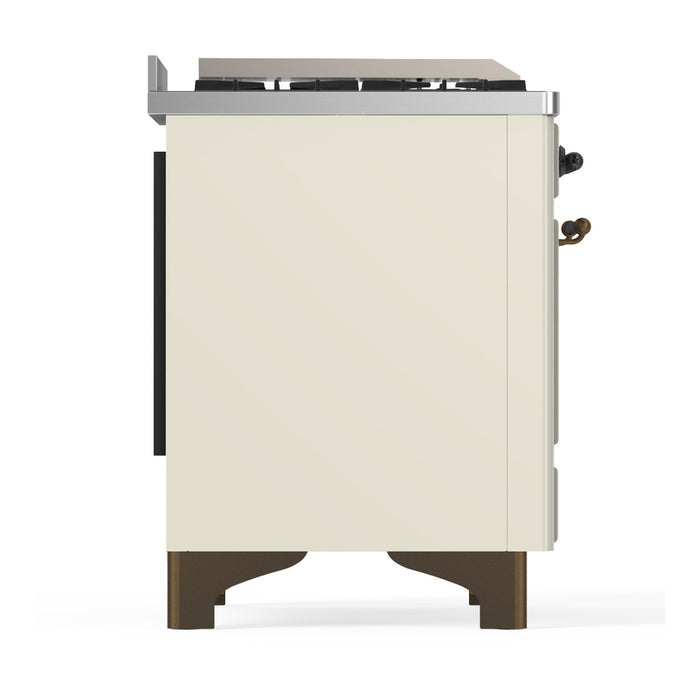 ILVE UM48FS Majestic III 48 inch Dual Fuel Range with 5 Black Brass Burners, Griddle and French Top (UM48FSQNR3)