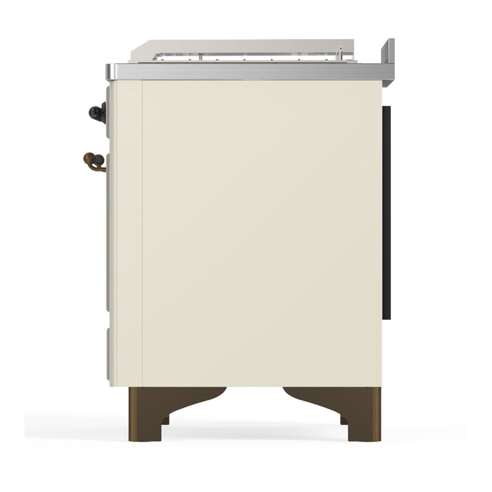 ILVE UM48FS Majestic III 48 inch Dual Fuel Range with 5 Black Brass Burners, Griddle and French Top (UM48FSQNR3)