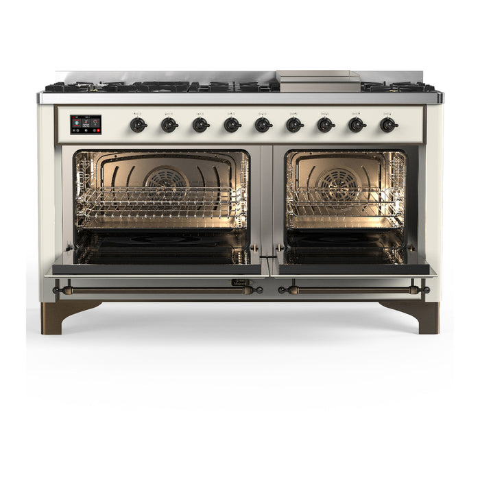 ILVE UM60F Majestic III 60 inch Dual Fuel Range with 9 Burners, Griddle (UM60FNR3)