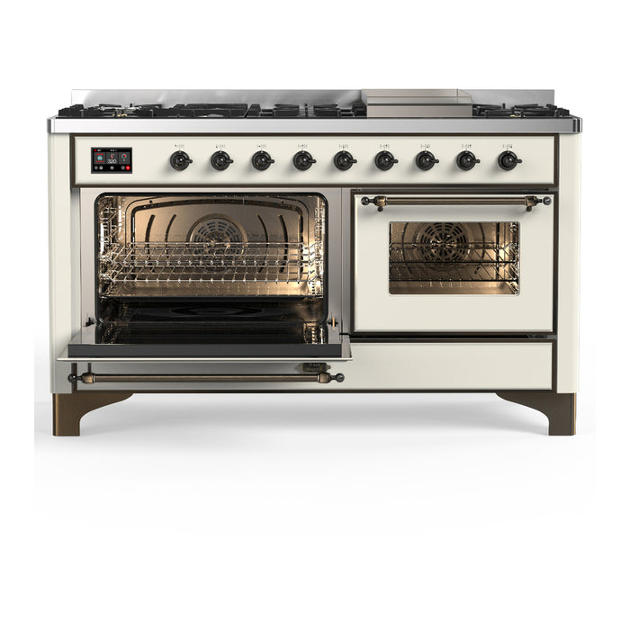 ILVE UM60F Majestic III 60 inch Dual Fuel Range with 9 Burners, Griddle (UM60FNR3)