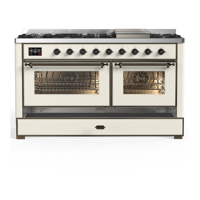 ILVE UM60F Majestic III 60 inch Dual Fuel Range with 9 Burners, Griddle (UM60FNR3)