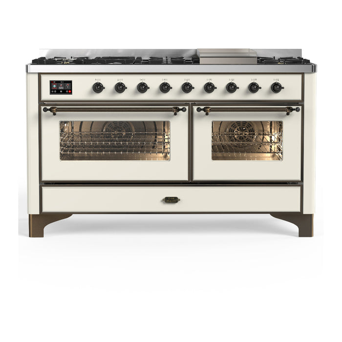 ILVE UM60F Majestic III 60 inch Dual Fuel Range with 9 Burners, Griddle (UM60FNR3)