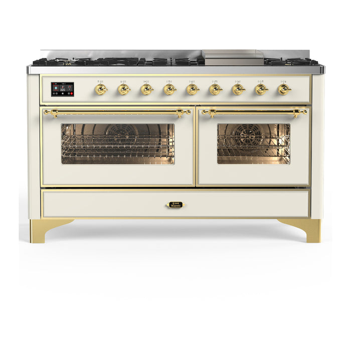 ILVE UM60F Majestic III 60 inch Dual Fuel Range with 9 Burners, Griddle (UM60FNR3)