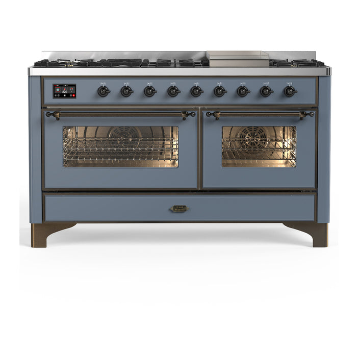 ILVE UM60F Majestic III 60 inch Dual Fuel Range with 9 Burners, Griddle (UM60FNR3)
