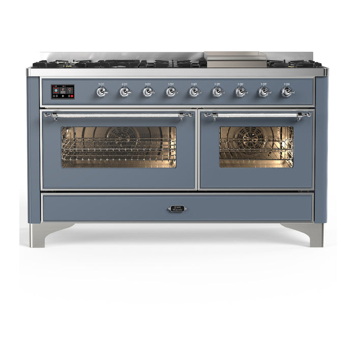 ILVE UM60F Majestic III 60 inch Dual Fuel Range with 9 Burners, Griddle (UM60FNR3)