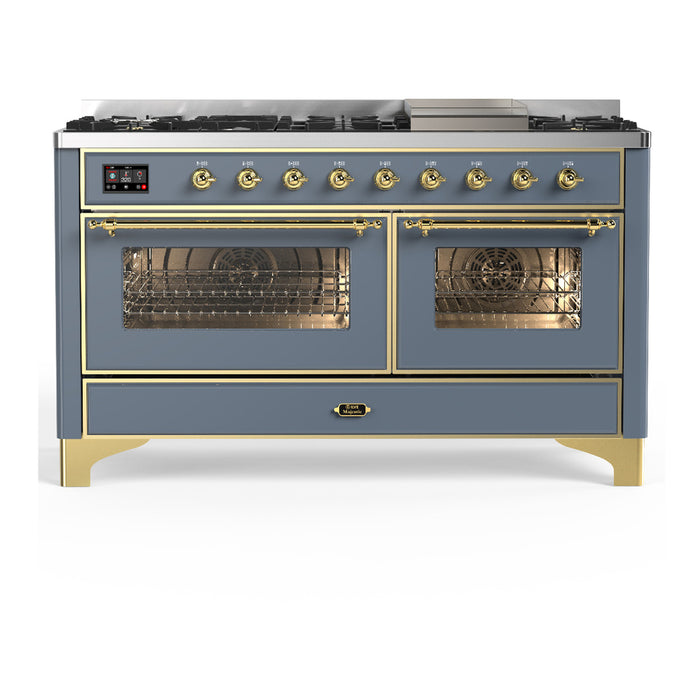 ILVE UM60F Majestic III 60 inch Dual Fuel Range with 9 Burners, Griddle (UM60FNR3)
