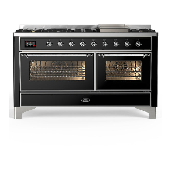 ILVE UM60F Majestic III 60 inch Dual Fuel Range with 9 Burners, Griddle (UM60FNR3)