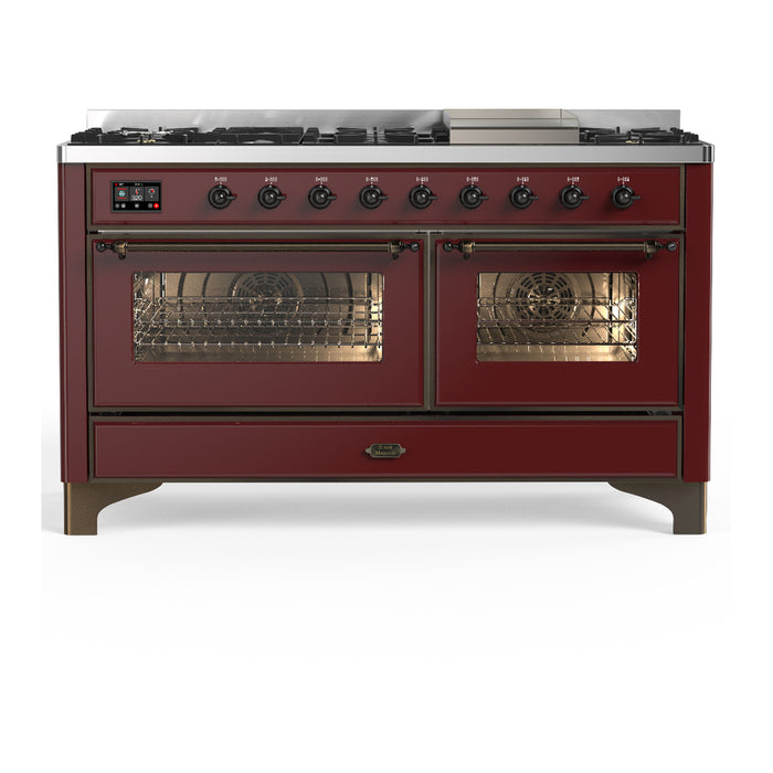 ILVE UM60F Majestic III 60 inch Dual Fuel Range with 9 Burners, Griddle (UM60FNR3)