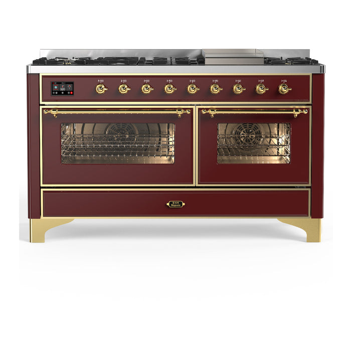 ILVE UM60F Majestic III 60 inch Dual Fuel Range with 9 Burners, Griddle (UM60FNR3)