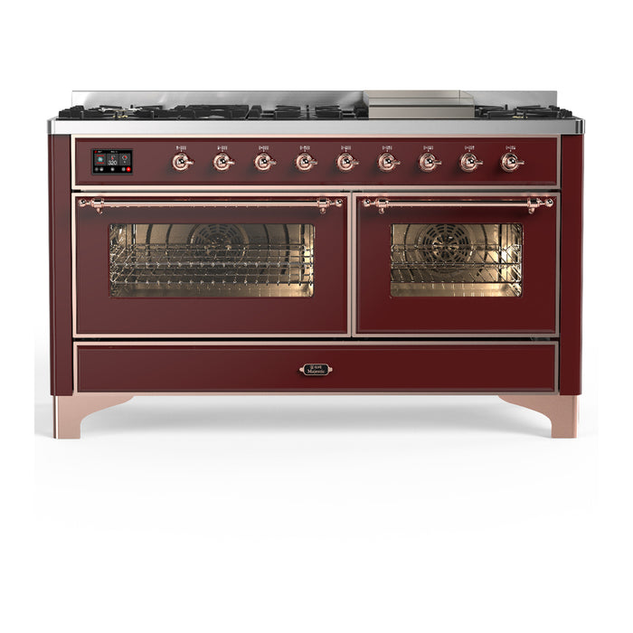 ILVE UM60F Majestic III 60 inch Dual Fuel Range with 9 Burners, Griddle (UM60FNR3)