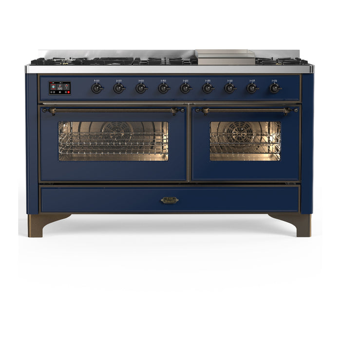 ILVE UM60F Majestic III 60 inch Dual Fuel Range with 9 Burners, Griddle (UM60FNR3)