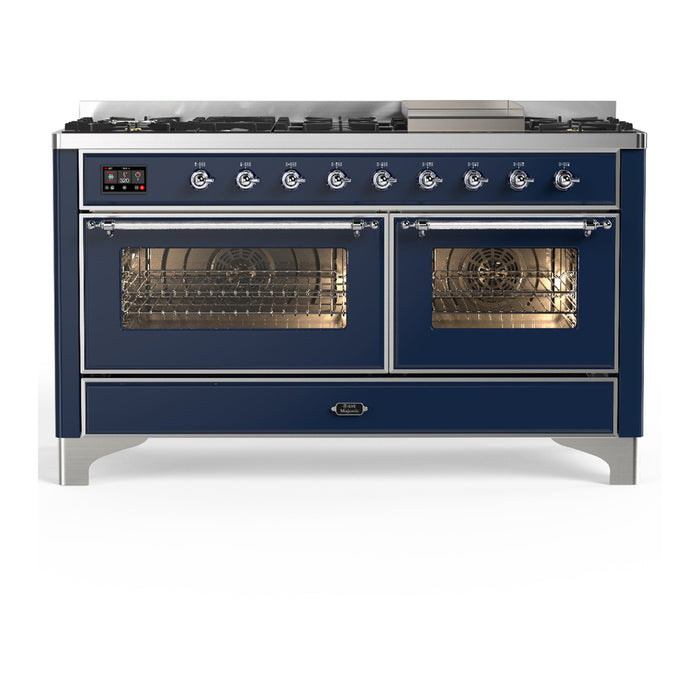 ILVE UM60F Majestic III 60 inch Dual Fuel Range with 9 Burners, Griddle (UM60FNR3)