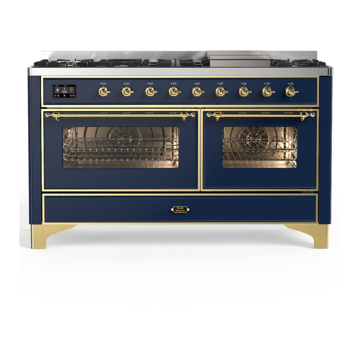 ILVE UM60F Majestic III 60 inch Dual Fuel Range with 9 Burners, Griddle (UM60FNR3)