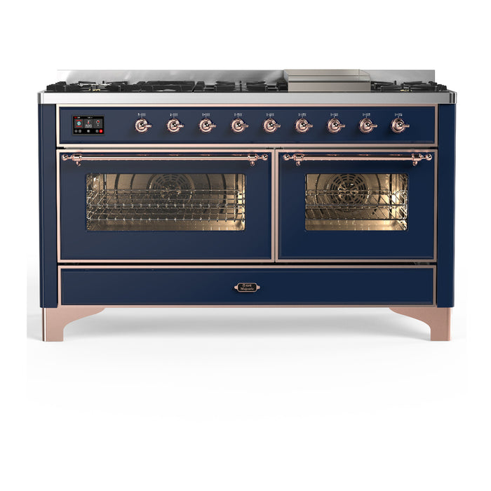 ILVE UM60F Majestic III 60 inch Dual Fuel Range with 9 Burners, Griddle (UM60FNR3)