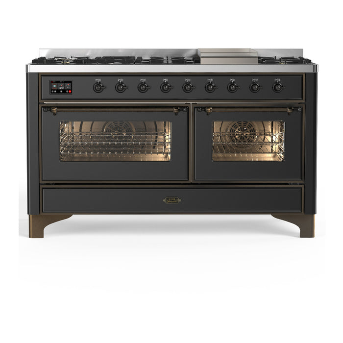 ILVE UM60F Majestic III 60 inch Dual Fuel Range with 9 Burners, Griddle (UM60FNR3)