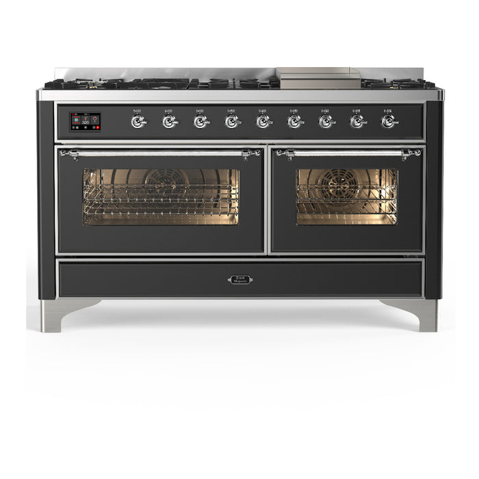 ILVE UM60F Majestic III 60 inch Dual Fuel Range with 9 Burners, Griddle (UM60FNR3)