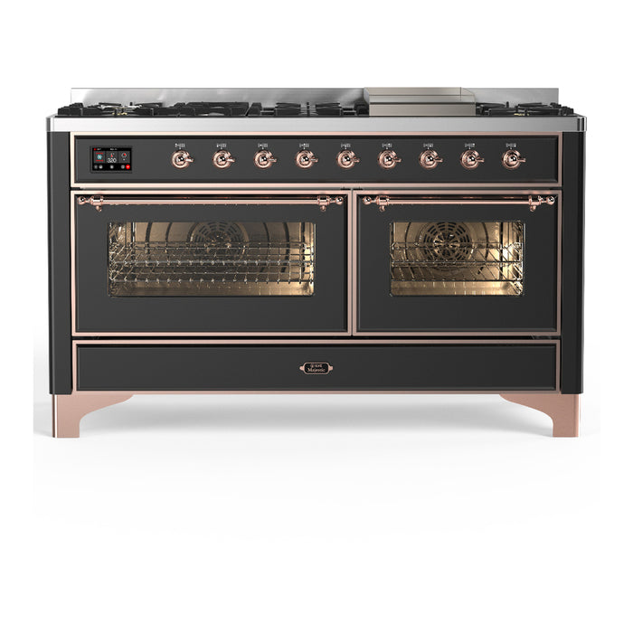 ILVE UM60F Majestic III 60 inch Dual Fuel Range with 9 Burners, Griddle (UM60FNR3)