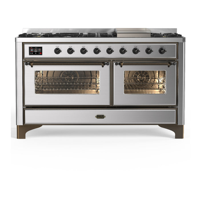 ILVE UM60F Majestic III 60 inch Dual Fuel Range with 9 Burners, Griddle (UM60FNR3)