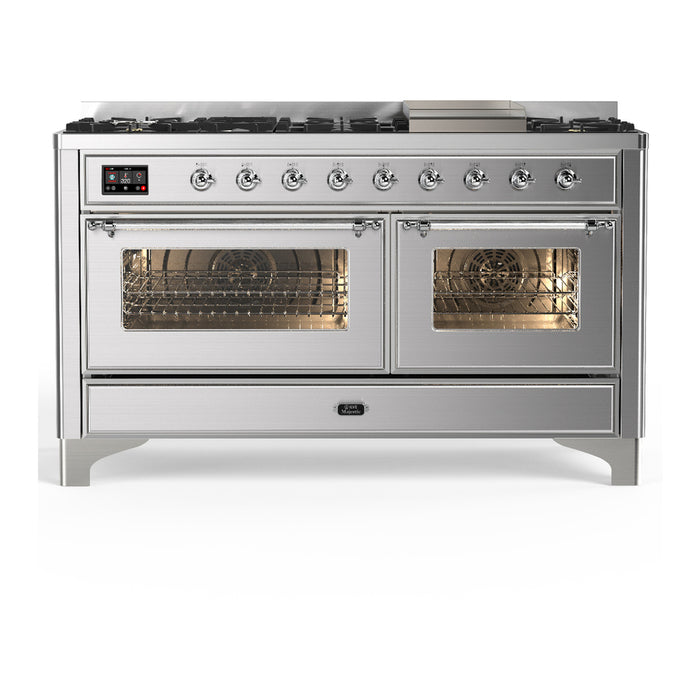 ILVE UM60F Majestic III 60 inch Dual Fuel Range with 9 Burners, Griddle (UM60FNR3)