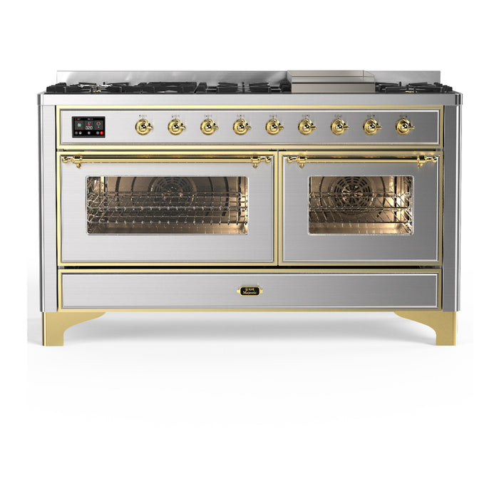 ILVE UM60F Majestic III 60 inch Dual Fuel Range with 9 Burners, Griddle (UM60FNR3)