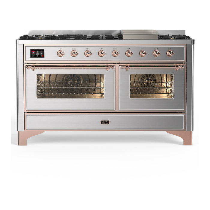 ILVE UM60F Majestic III 60 inch Dual Fuel Range with 9 Burners, Griddle (UM60FNR3)