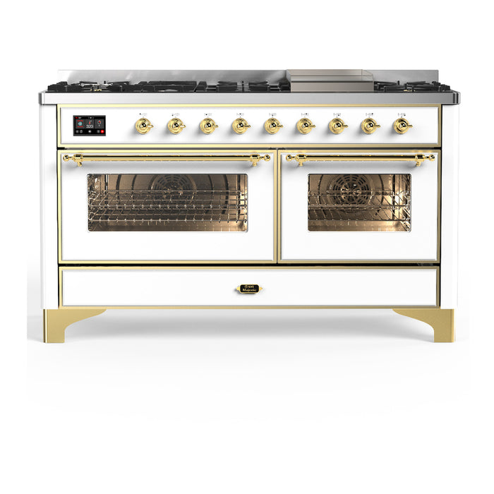 ILVE UM60F Majestic III 60 inch Dual Fuel Range with 9 Burners, Griddle (UM60FNR3)
