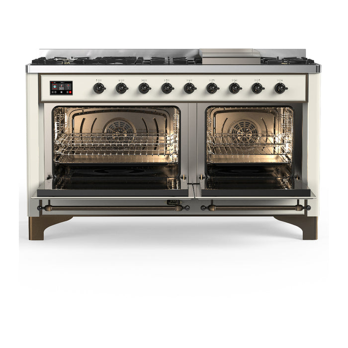 ILVE UM60F Majestic III 60 inch Dual Fuel Range with 9 Burners, Griddle (UM60FQNR3)