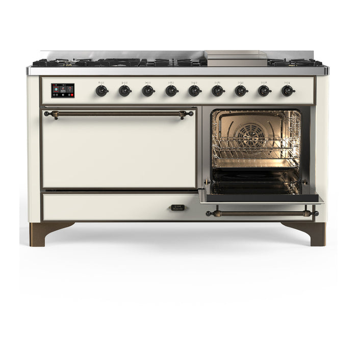 ILVE UM60F Majestic III 60 inch Dual Fuel Range with 9 Burners, Griddle (UM60FQNR3)