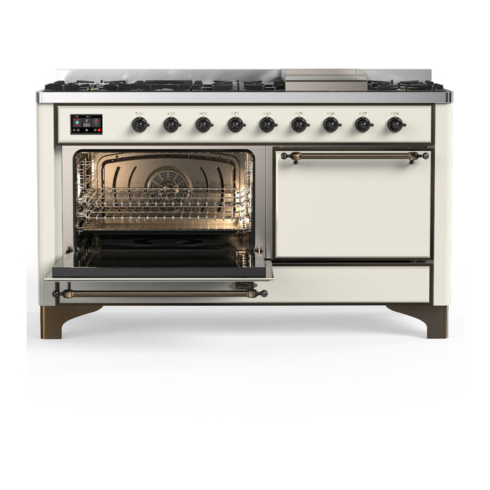 ILVE UM60F Majestic III 60 inch Dual Fuel Range with 9 Burners, Griddle (UM60FQNR3)